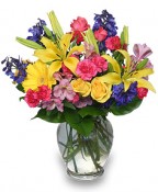 RAINBOW OF BLOOMS Vase of Flowers - A florists delightful array of colors!