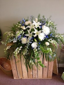 Tranquilty Casket Spray variation sent to Mosaic Funeral Home in Winnipeg